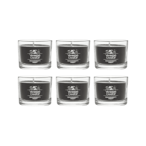 Yankee Candle Signature Votive Mini Candle Jar, Midsummer's Night Scent, Natural Soy Wax Blend Candle with Natural Fiber Wick, 1.3 OZ Glass Jar (Pack of 6) EasyOptionXY LLC