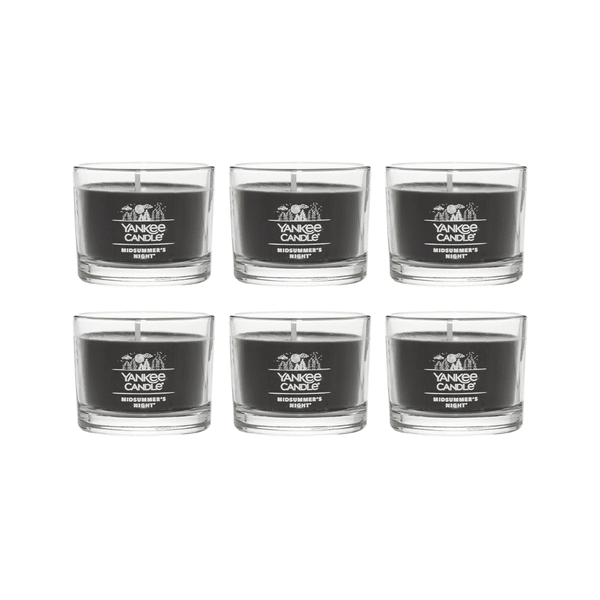 Yankee Candle Signature Votive Mini Candle Jar, Midsummer's Night Scent, Natural Soy Wax Blend Candle with Natural Fiber Wick, 1.3 OZ Glass Jar (Pack of 6) EasyOptionXY LLC
