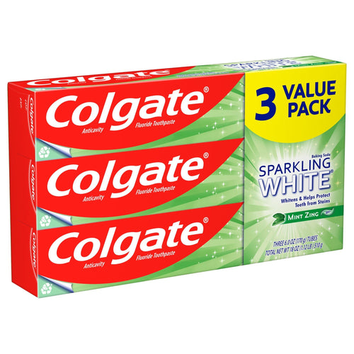 Colgate Sparkling White Natural Whitening Toothpaste; Mint Zing; 3 Pack EasyOptionXY LLC