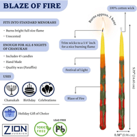 Deluxe C hanukah Candle set 45 Hand Made Thin Long Decorative H anukkah Candles for Menorah - Blaze of Fire Includes Prayer Card and DIY Dreidel - D¨¦cor Candles For Parties, Celebrations By Zion J udaica EasyOptionXY LLC