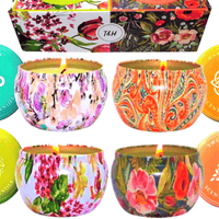 Wild Mint, Warm Amber, Fresh Citrus and Sweet Basil Candle Gift Set | Aromatherapy Candle Set of 4 x 6 Oz Small Soy Candles, Relaxing Candles Gifts for Women, Tin Candles Party Favors EasyOptionXY LLC