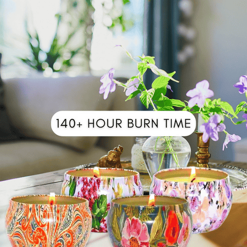 Wild Mint, Warm Amber, Fresh Citrus and Sweet Basil Candle Gift Set | Aromatherapy Candle Set of 4 x 6 Oz Small Soy Candles, Relaxing Candles Gifts for Women, Tin Candles Party Favors EasyOptionXY LLC