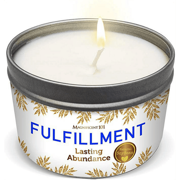 Magnificent 101 Long Lasting Fulfillment Smudge Candle for Lasting Abundance | 6 Oz - 35 Hour Burn | Soy Wax Candle with Sage Leaves, Lemon, Rosemary & Sandalwood EasyOptionXY LLC