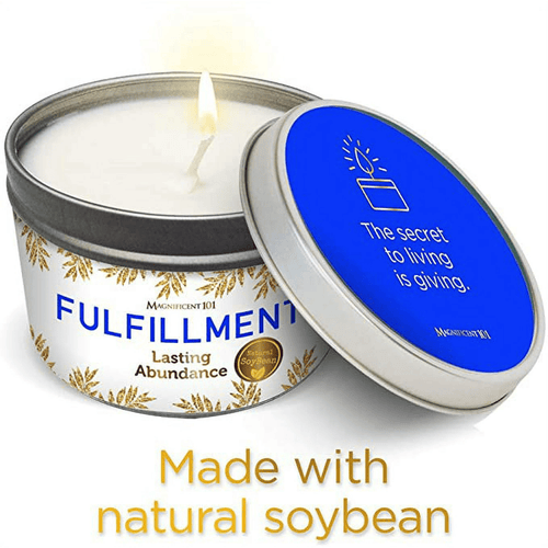 Magnificent 101 Long Lasting Fulfillment Smudge Candle for Lasting Abundance | 6 Oz - 35 Hour Burn | Soy Wax Candle with Sage Leaves, Lemon, Rosemary & Sandalwood EasyOptionXY LLC