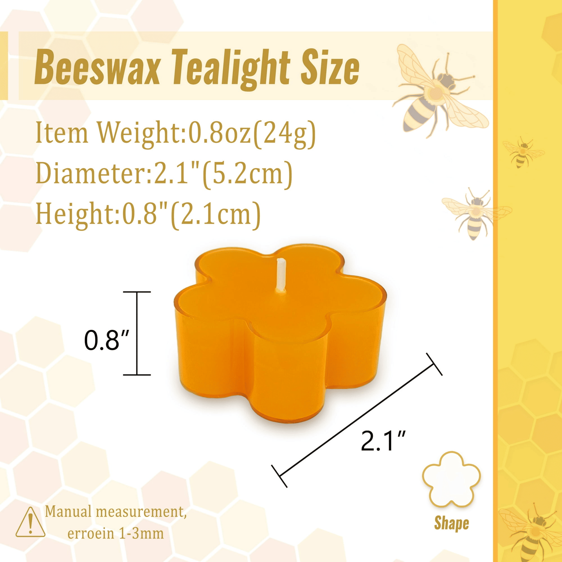 Natural Beeswax Tea Candles, FCMSHAMD 12 Pack Handmade Beeswax Candles, Flower Shape Smokeless Tealight Candles with Clear Cup Great for Home Decoration EasyOptionXY LLC