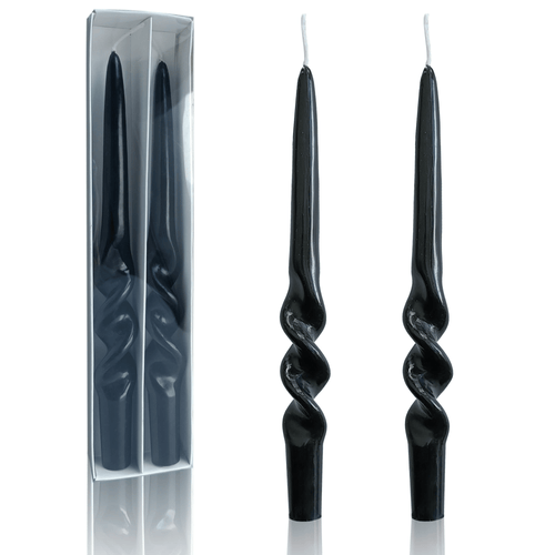 FCMSHAMD 9.3" Spiral Dripless Taper Candles Wedding Festive Dinner Candles Unscented Pillar Candles, Black Pack of 2 EasyOptionXY LLC