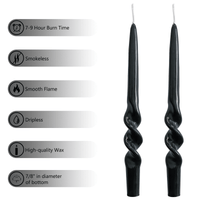 FCMSHAMD 9.3" Spiral Dripless Taper Candles Wedding Festive Dinner Candles Unscented Pillar Candles, Black Pack of 2 EasyOptionXY LLC