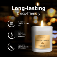 Soy Wax Candle in Glass Jar White Gardenia Clean Burn up to 80 Hours Handmade in USA Natural and Safe by Relaxcation 10 oz EasyOptionXY LLC