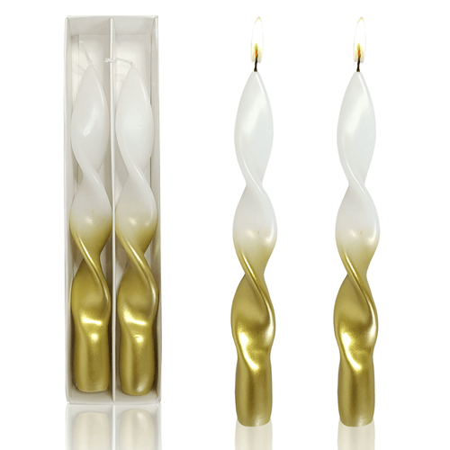 FCMSHAMD 8.8'' White Gold Taper Candles - Unscented (2 Pack) EasyOptionXY LLC