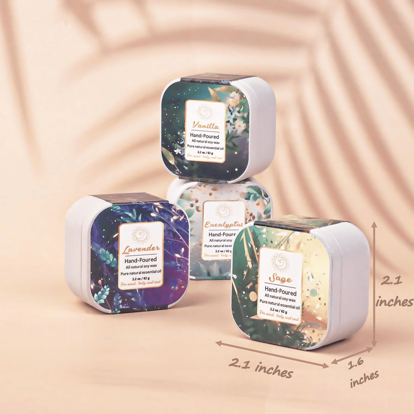 HiHas 8PCS Square-Shaped Scented Candle Gift Set, Soy Wax Jar Candles for Housewarming Gift, Unique Bulk Candles for Home Scented EasyOptionXY LLC