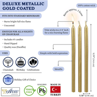 Aviv J udaica Drip Less H anukkah Candles 5.75" Tall Metallic Gold Candle Set of 45 Enough for 8 Nights Fits Standard Menorah Decorative Candles for Parties, Birthday, Weddings, Holiday Decorations EasyOptionXY LLC