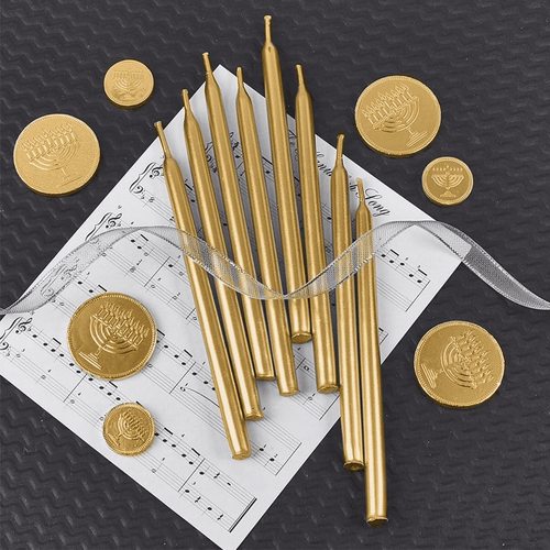 Aviv J udaica Drip Less H anukkah Candles 5.75" Tall Metallic Gold Candle Set of 45 Enough for 8 Nights Fits Standard Menorah Decorative Candles for Parties, Birthday, Weddings, Holiday Decorations EasyOptionXY LLC