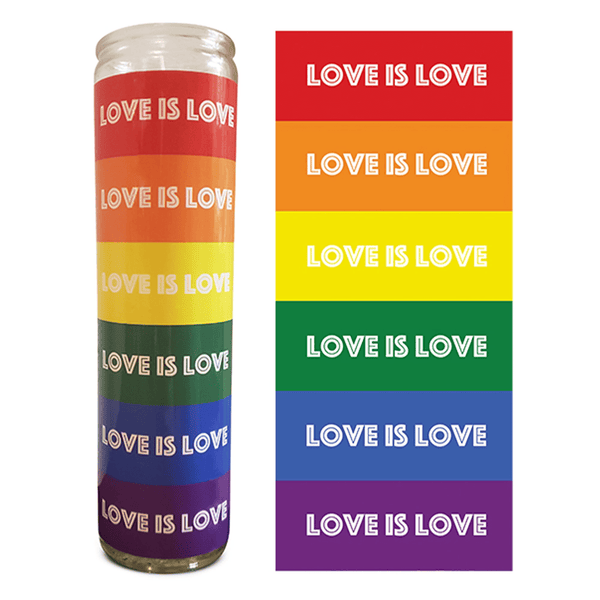 Love is Love Rainbow LGBTQ Pride Candle - 8" White, Unscented, Glass EasyOptionXY LLC