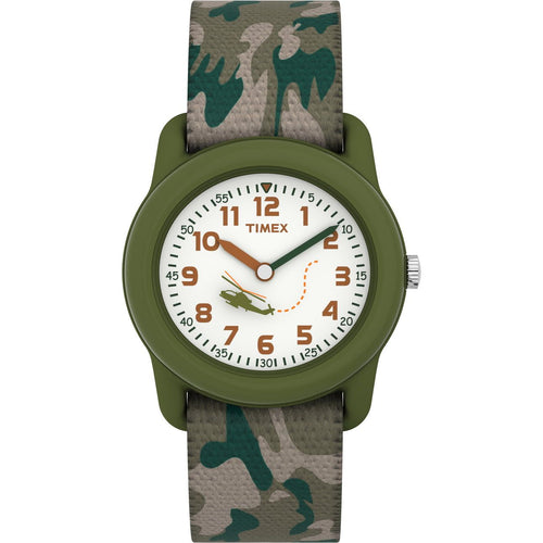 TIMEX TIME MACHINES? Kids' Green/Camo 29mm Analog Watch, Elastic Fabric Strap EasyOptionXY LLC