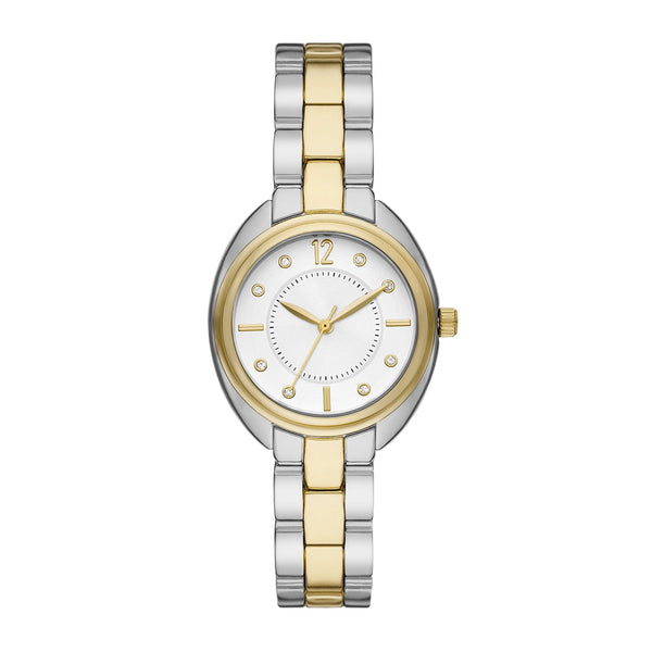 Time & Tru Women's Wristwatch: Two Tone Silver and Gold Round Case, 3 Link Bracelet (FMDOTT098) EasyOptionXY LLC