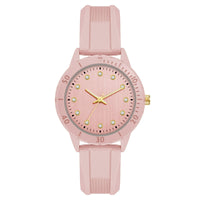 Time and Tru Pink Silicone Strap Round Pink Dial Pink Metalic Bezel Ladies Watch EasyOptionXY LLC