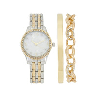 Time and Tru Women's Two Tone Round Watch and Link and Bangle Bracelet Set, 3-Piece EasyOptionXY LLC