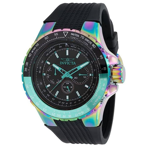 Invicta Men's 37033 Aviator Quartz Black Silicone Strap Chronograph Black Dial Watch EasyOptionXY LLC