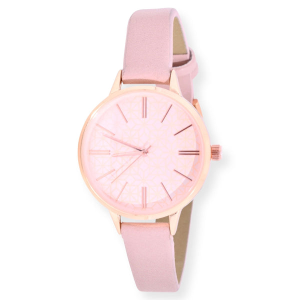 Time and Tru Adult Female Rose Gold Tone Etched Dial Watch (42010WML) EasyOptionXY LLC