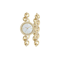 Time and Tru Women's Gold Tone Faux Crystal Bezel Watch and Bracelet Set, 2-Piece EasyOptionXY LLC