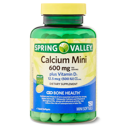 Spring Valley Calcium Plus Vitamin D3; Dietary Supplement; 150 Mini Softgels EasyOptionXY LLC