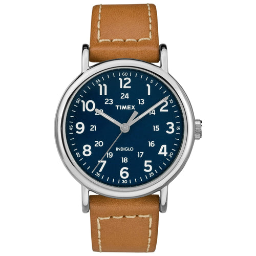 Timex Men's Weekender Tan/Blue 40mm Casual Watch, Leather Quick-Release Strap EasyOptionXY LLC