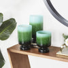 The Novogratz 3-Slot Green Glass Pillar Hurricane Lamp with Ombre Effect, Set of 3 EasyOptionXY LLC