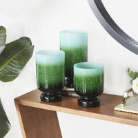 The Novogratz 3-Slot Green Glass Pillar Hurricane Lamp with Ombre Effect, Set of 3 EasyOptionXY LLC