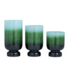 The Novogratz 3-Slot Green Glass Pillar Hurricane Lamp with Ombre Effect, Set of 3 EasyOptionXY LLC