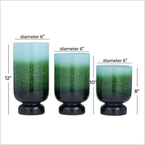 The Novogratz 3-Slot Green Glass Pillar Hurricane Lamp with Ombre Effect, Set of 3 EasyOptionXY LLC