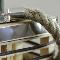 11.25" Rustic Chic Rectangular Rattan Candle Holder Lantern with Jute Handle EasyOptionXY LLC