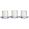 DecMode 3 Candle Blue Metal Buoy Distressed 3 Linked Candle Holder with White Wood Accents EasyOptionXY LLC