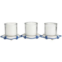 DecMode 3 Candle Blue Metal Buoy Distressed 3 Linked Candle Holder with White Wood Accents EasyOptionXY LLC