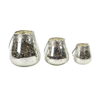 DecMode 3 Holder Silver Glass Decorative Candle Lantern, Set of 3 EasyOptionXY LLC