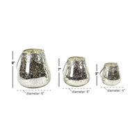 DecMode 3 Holder Silver Glass Decorative Candle Lantern, Set of 3 EasyOptionXY LLC