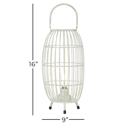 DecMode 9"W, 16"H Metal Modern Candle Lantern, White, 1 - Piece EasyOptionXY LLC