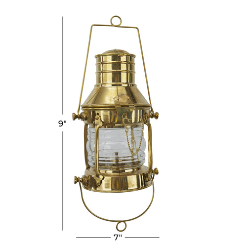 DecMode Gold Brass Decorative Candle Lantern with Handle EasyOptionXY LLC