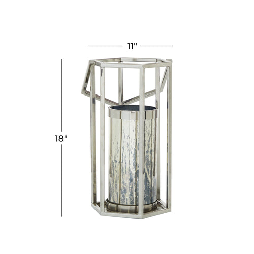 DecMode Indoor 10"W, 18"H Contemporary Stainless Steel Lantern, Silver, 1 - Piece EasyOptionXY LLC