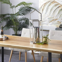 DecMode Indoor 10"W, 18"H Contemporary Stainless Steel Lantern, Silver, 1 - Piece EasyOptionXY LLC