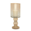 DecMode Gold Glass Handmade Turned Style Pillar Hurricane Lamp with Faux Mercury Glass Finish EasyOptionXY LLC