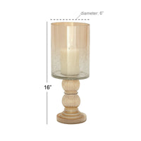 DecMode Gold Glass Handmade Turned Style Pillar Hurricane Lamp with Faux Mercury Glass Finish EasyOptionXY LLC