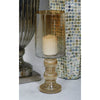 DecMode Gold Glass Handmade Turned Style Pillar Hurricane Lamp with Faux Mercury Glass Finish EasyOptionXY LLC