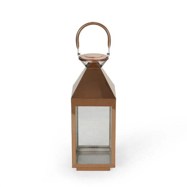 Noble House Eugene Kestrel 16" Modern Stainless Steel Lantern, Rose Gold EasyOptionXY LLC