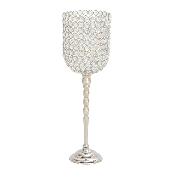 DecMode Silver Aluminum Single Candle Hurricane Lamp EasyOptionXY LLC