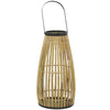 The Novogratz Brown Wicker Handmade Slatted Frame Decorative Candle Lantern with Handle EasyOptionXY LLC