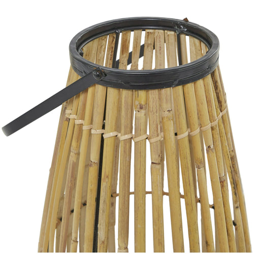 The Novogratz Brown Wicker Handmade Slatted Frame Decorative Candle Lantern with Handle EasyOptionXY LLC