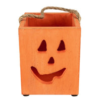 Northlight 6.25" Small Orange Wood Jack O Lantern Halloween Candle Lantern EasyOptionXY LLC