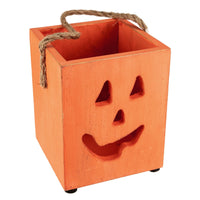 Northlight 6.25" Small Orange Wood Jack O Lantern Halloween Candle Lantern EasyOptionXY LLC
