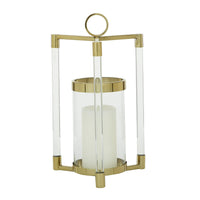 The Novogratz Gold Stainless Steel Decorative Candle Lantern with Acrylic Accents EasyOptionXY LLC