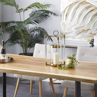 The Novogratz Gold Stainless Steel Decorative Candle Lantern with Acrylic Accents EasyOptionXY LLC